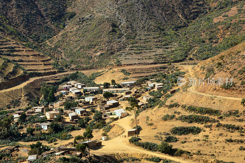 厄立特里亚农村-村庄和山区圆形剧场，厄立特里亚高地，梅克尔地区