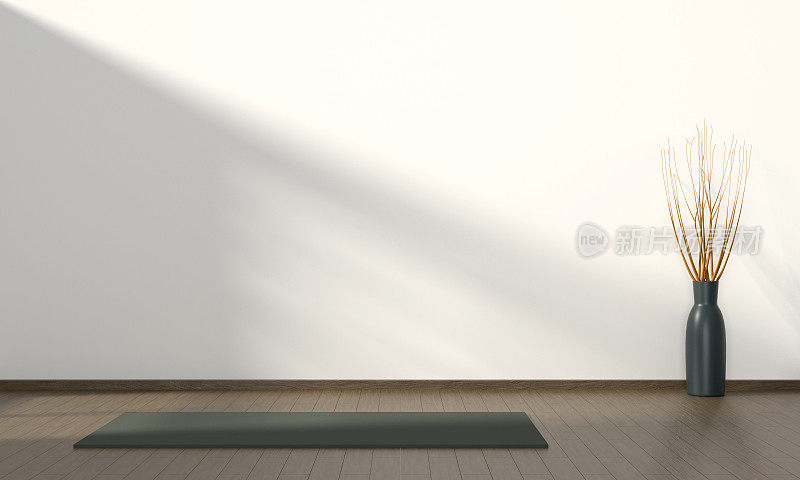 空房间和瑜伽垫