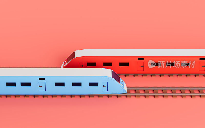 粉色背景的火车，3d渲染。
