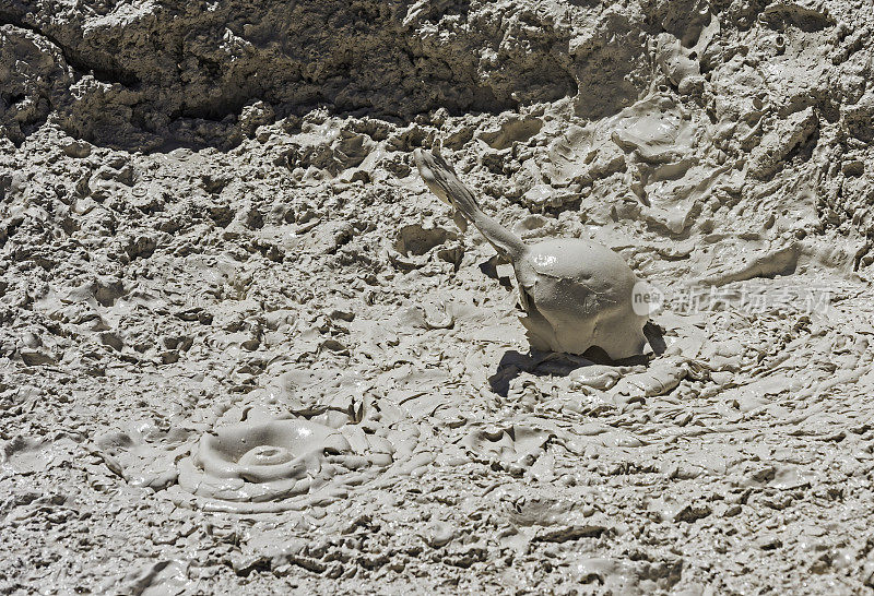 黄石国家公园艺术家彩绘罐区水池里沸腾的泥浆。泥