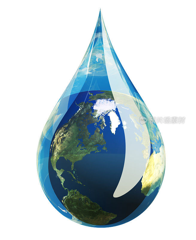 特写一滴水与一个地球的设计
