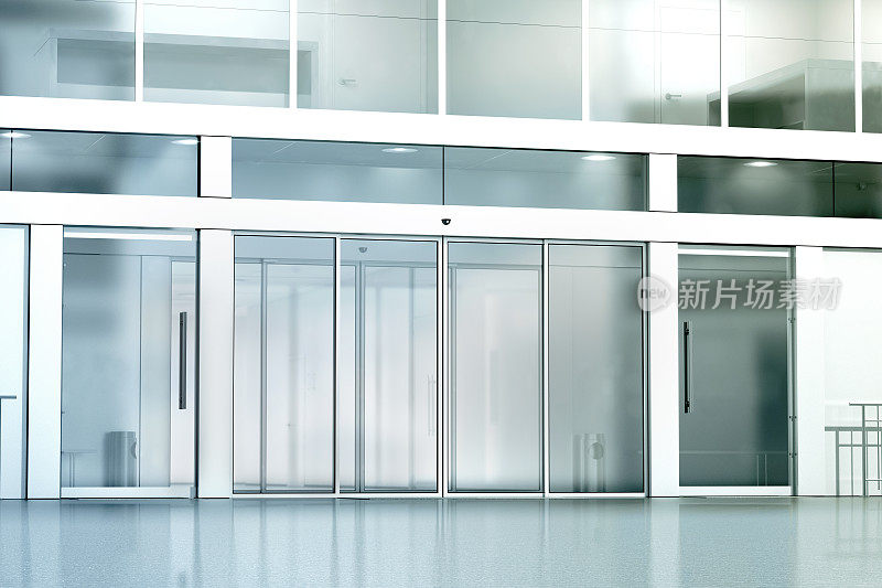 空白商业建筑入口玻璃模型