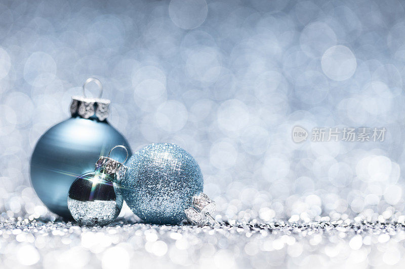 圣诞装饰物卡片照片蓝色散景派对邀请散焦装饰