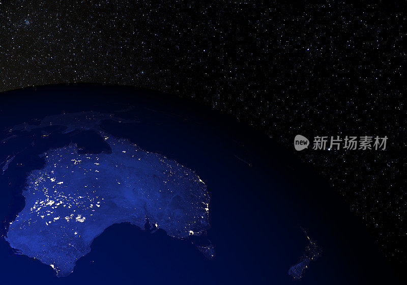 从太空中的地球。澳大利亚和新西兰。