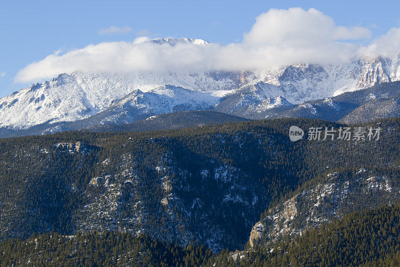 科罗拉多州派克峰的新雪