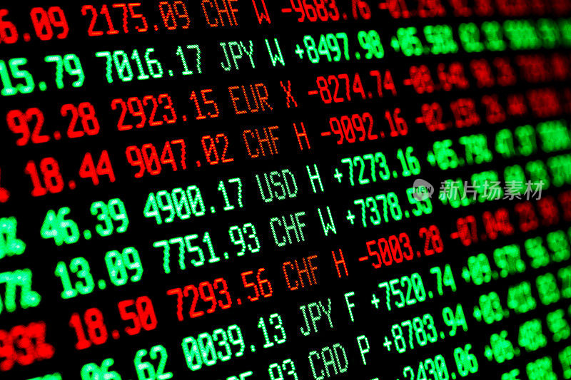 股票市场屏幕数字-金融+货币数据