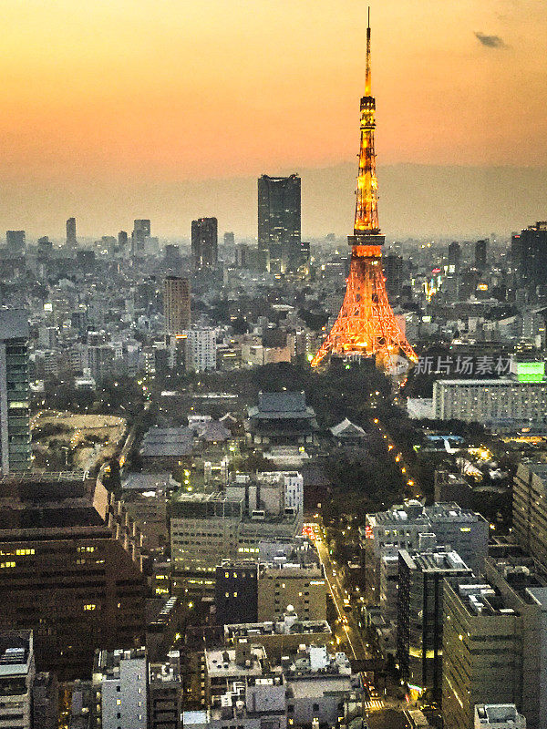 东京塔与东京天际线