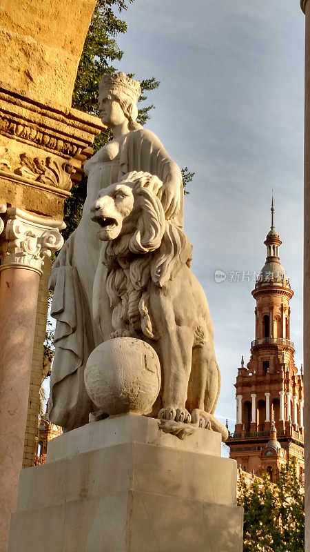 雕像公园广场España与北塔西班牙塞维利亚