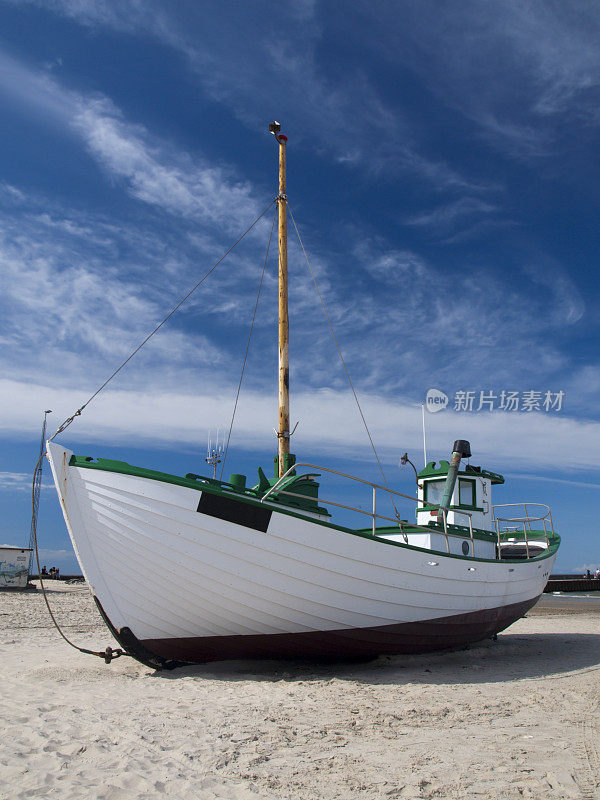 丹麦Loekken海滩的渔船