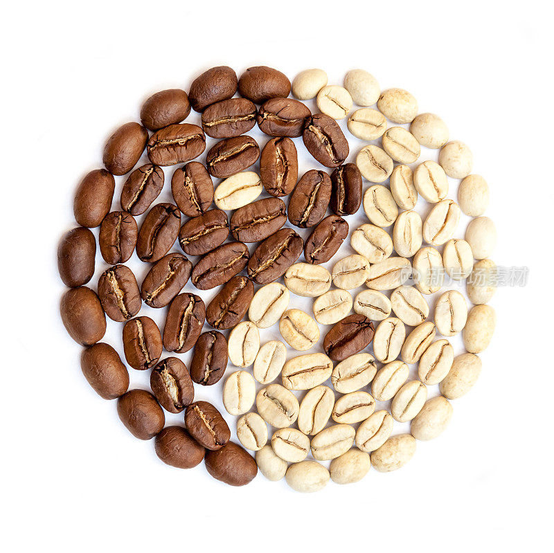 阴阳咖啡豆象征着褐色和白色