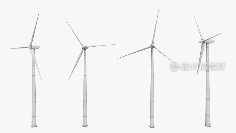 风力涡轮机孤立在白色背景
