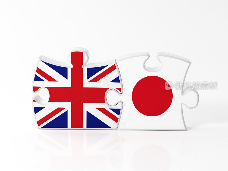 用英国和日本国旗纹理的拼图