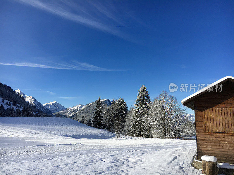 阿尔卑斯山美丽的滑雪景观