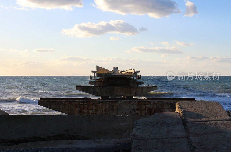 老码头，码头，南意大利，废墟，拉梅齐亚Terme