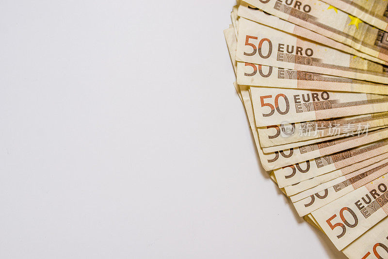 欧元纸币的背景。信封的钱