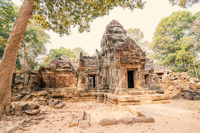寺庙大门吴哥窟建筑群，暹粒，柬埔寨，亚洲