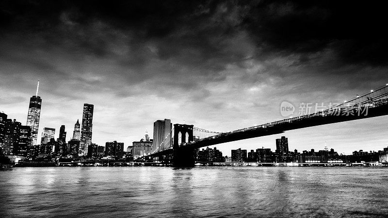 纽约曼哈顿下城，天际线和自由塔。