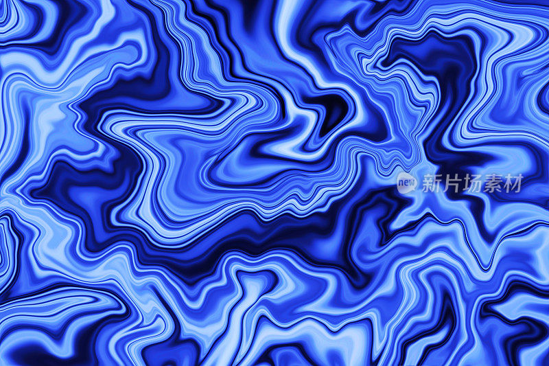 波浪蓝色白色大理石背景漩涡图案抽象渐变大理石Ebru纹理