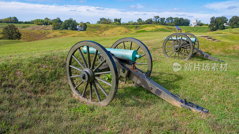 密西西比州维克斯堡的维克斯堡国家军事公园内的内战大炮。