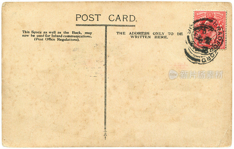 来自布拉德福德的古董明信片，英国在20世纪早期，一个非常好的背景，任何使用的历史明信片通信。