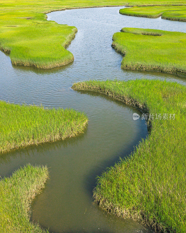 湿地河口航拍照片