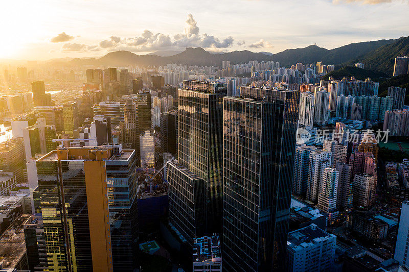 香港九龙观塘区无人机瞰图