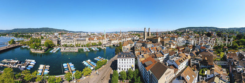 瑞士苏黎世市中心的鸟瞰图