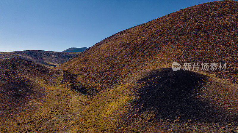 火山景观抽象纹理的鸟瞰图