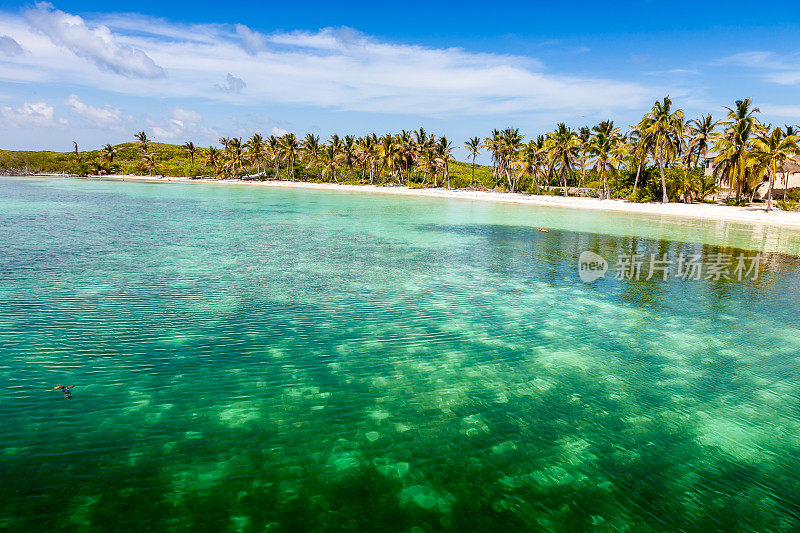 墨西哥加勒比海中心孔托伊岛翡翠般的海岸线