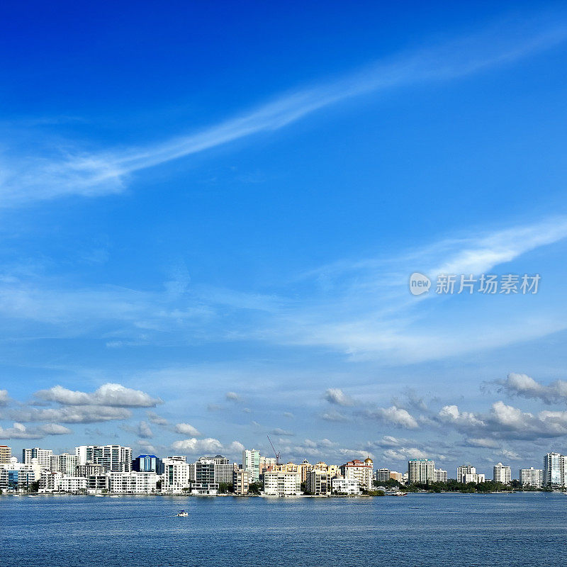 海滨城市景观的萨拉索塔天际线