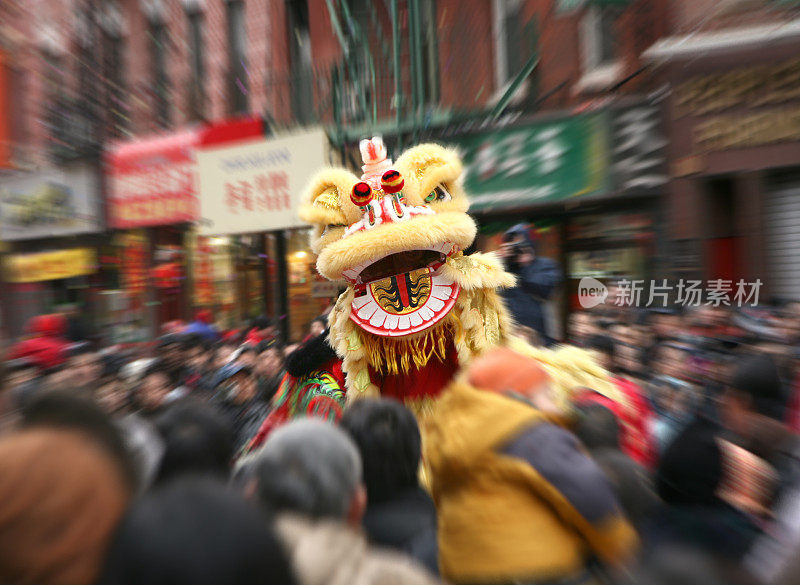 中国新年舞狮，模糊动作