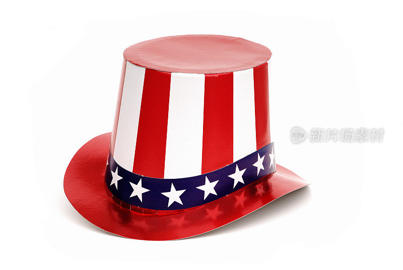 山姆大叔的帽子有红、白、蓝星星和条纹