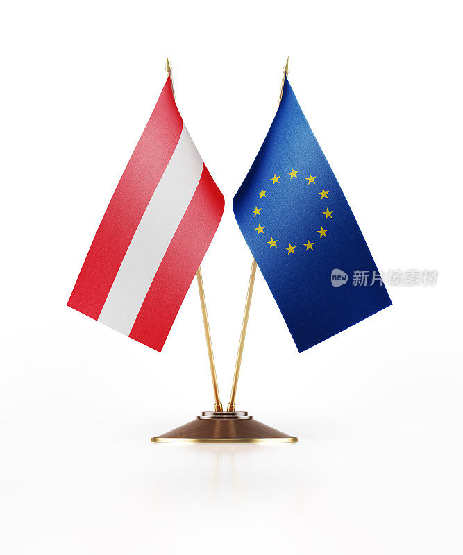 奥地利和欧盟的微型国旗