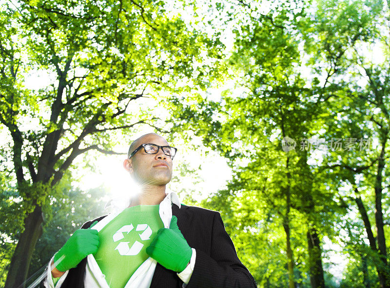 绿色超级英雄商人引领潮流