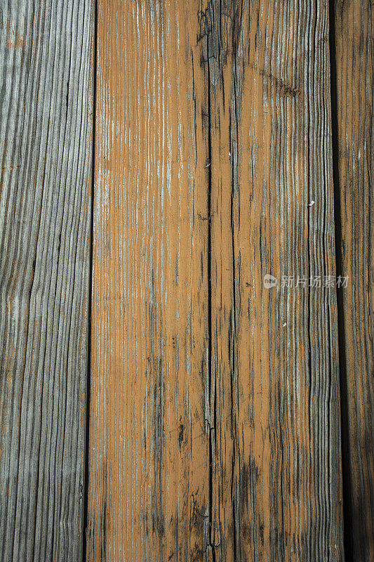 破旧的木材甲板板宏观背景