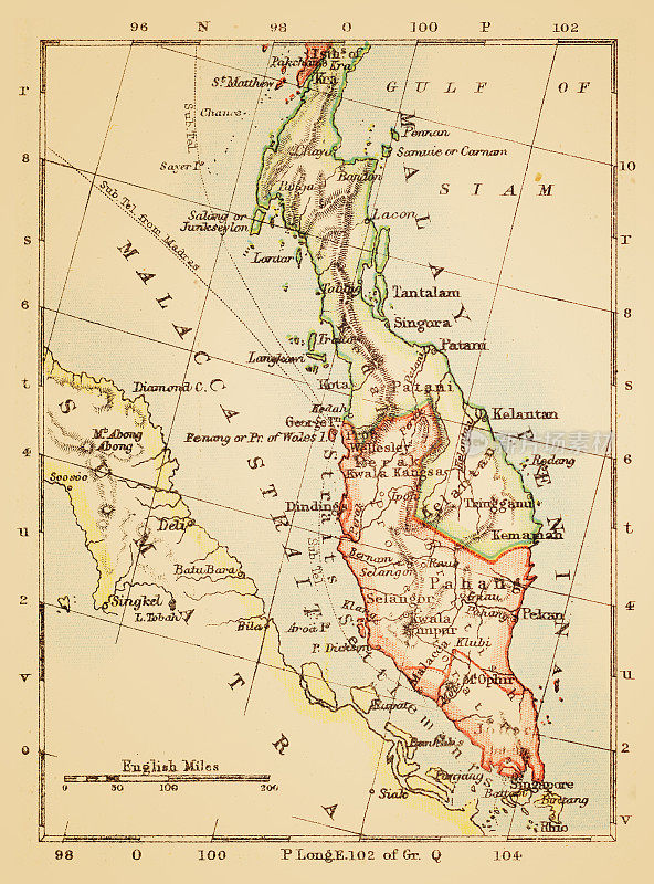 1897年苏门答腊和马来西亚地图