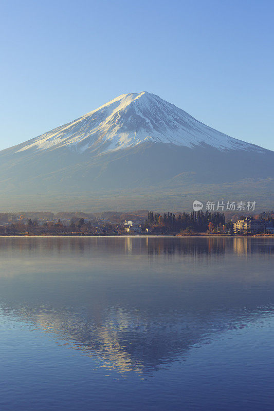 早上的富士山和夸口湖