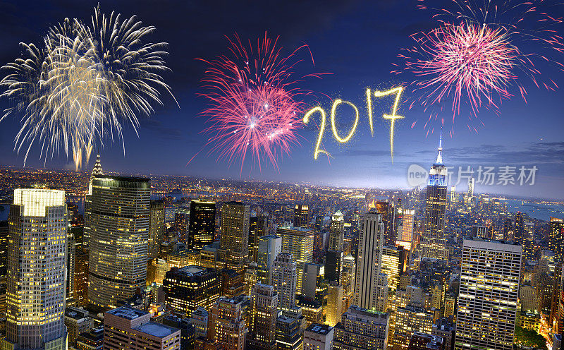 曼哈顿2017年新年焰火