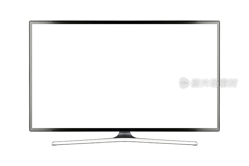 电视4K平板液晶或oled，等离子现实插图，白色空白高清显示器模型
