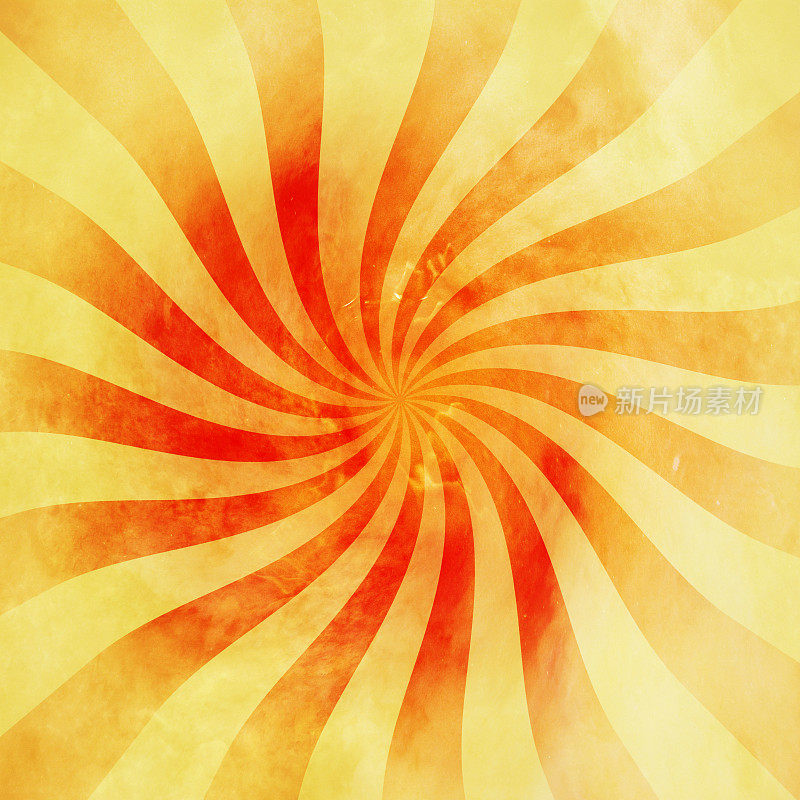 Grunge红色和橙色复古太阳爆发漩涡，旋转的背景纹理