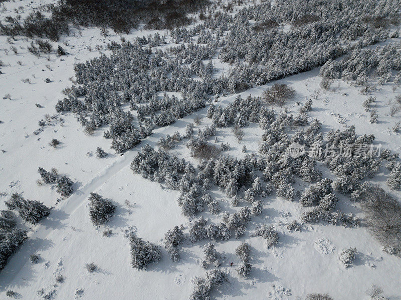 冬季景观和积雪覆盖的道路