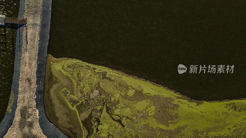 污水处理池的无人机视图