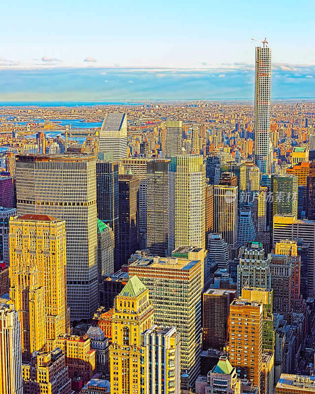 纽约曼哈顿中城摩天大楼鸟瞰图