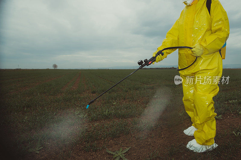 喷洒有毒农药的工人