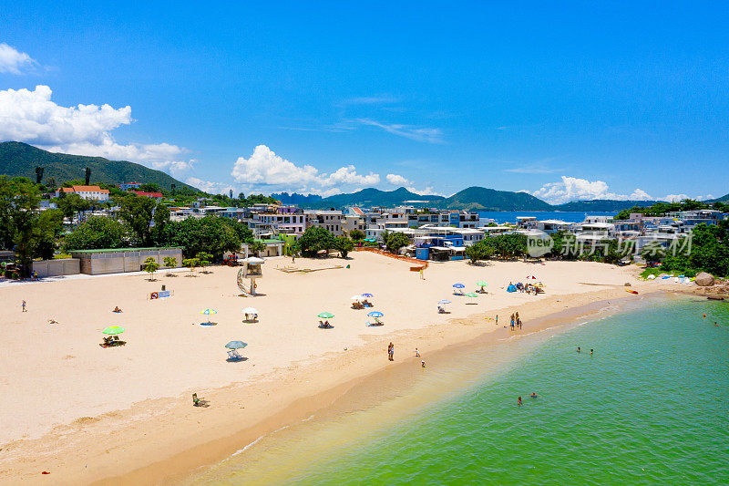 鸟瞰石澳海滩，香港岛