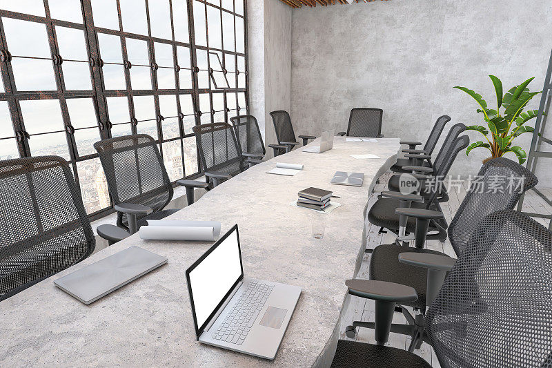 现代会议室内设大办公桌