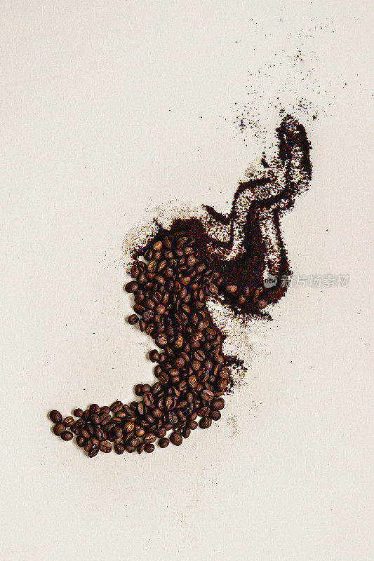 由咖啡豆和咖啡粉组成