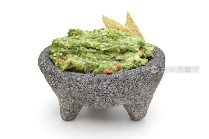 鳄梨色拉酱在Molcajete