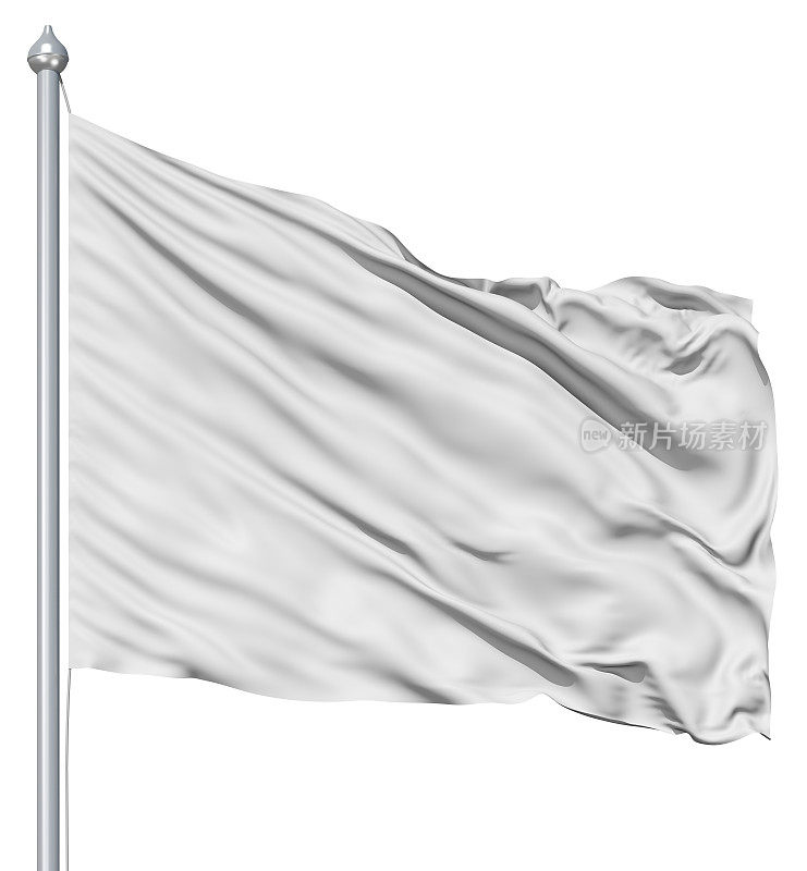 旗杆上飘扬的白色纺织旗子