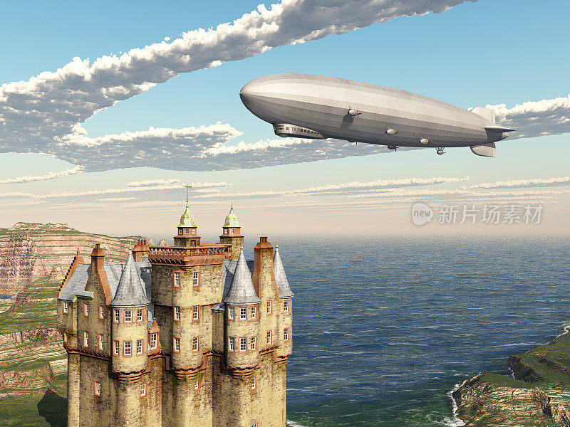 苏格兰城堡和飞艇